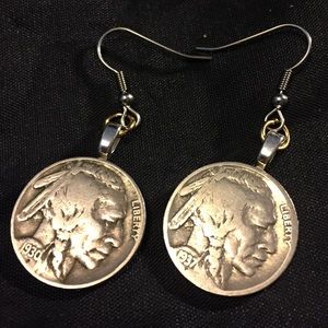 Classic 1930s Buffalo Nickels earrings